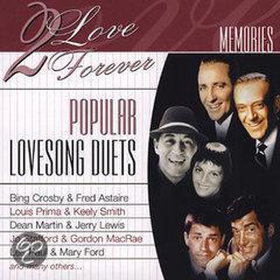 Albumhoes met vier mannelijke en één vrouwelijke artiest, getiteld 'Popular Lovesong Duets'