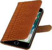 Bruin Slang booktype wallet cover hoesje voor Apple iPhone 6 Plus / 6s Plus