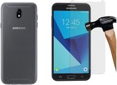 MP Case glasfolie tempered screen protector gehard glas voor Samsung Galaxy J7 2017 + Gratis Transparant TPU case hoesje voor Samsung Galaxy J7 2017