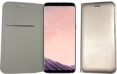 Samsung Galaxy S8 Plus Hoesje Flip Wallet Portemonnee Book Case Cover Grijs / Goud met Polycarbonaat Houder - 360 Graden Telefoonhoesje
