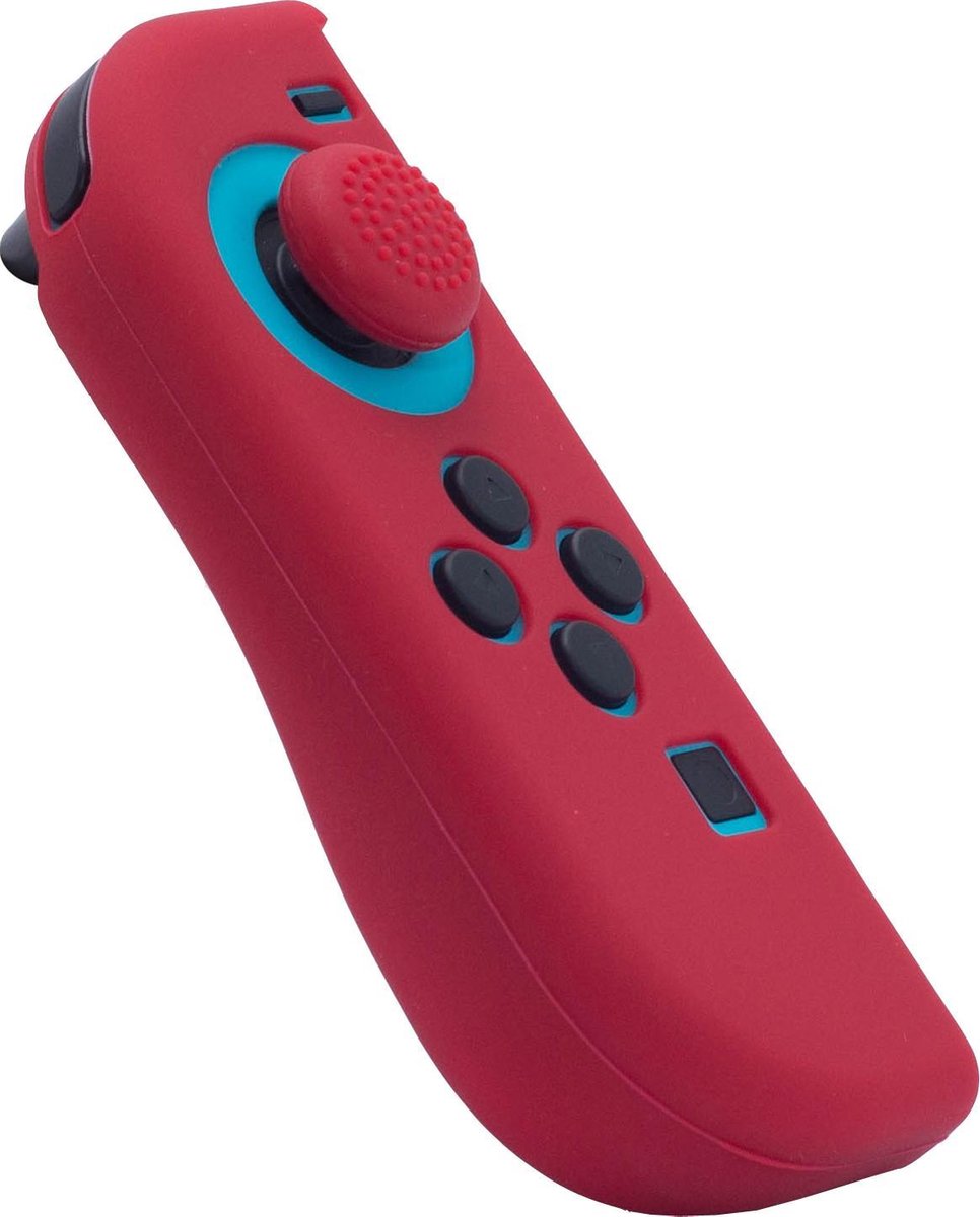 Joy Con Controller Silicone Skin - Links - Rood + Grips - geschikt voor Nintendo Switch - Switch OLED