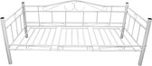 Bed met traagschuim matras metaal wit 90x200 cm (incl. vloerviltjes)