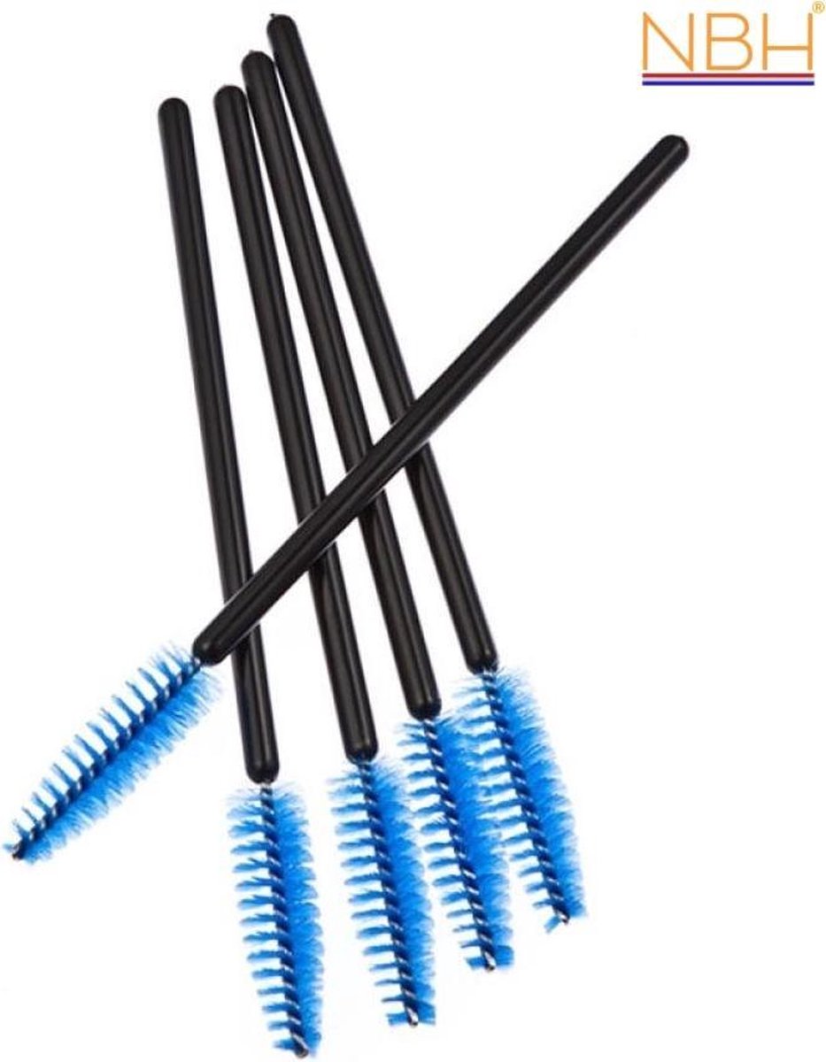 NBH - 5 Wegwerp Make-up Mascara Borsteltjes - blauw