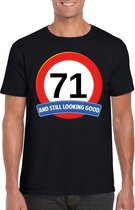 Verkeersbord 71 jaar t-shirt zwart heren S