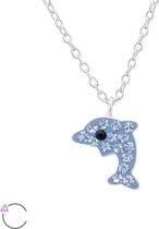 zilverkleurige kinderketting met hanger dolfijn|blingdings