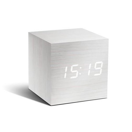 Wekker Gingko - Réveil Cube Click Clock blanc - LED blanche | bol.com