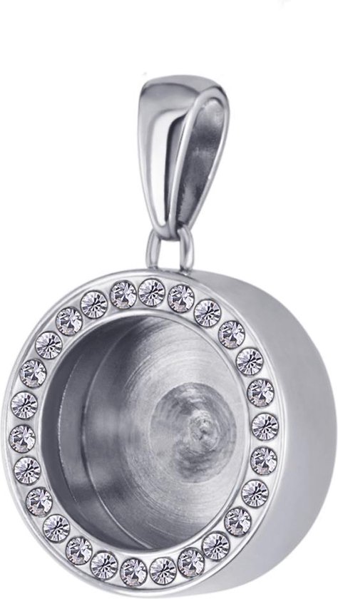 Quiges Mini collier de pièce interchangeable en acier inoxydable avec pendentif système de vis Medaillon Quiges de couleur argent avec zircone