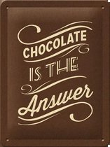 Chocolate is the Answer. Retro reclame wandbord, metaal