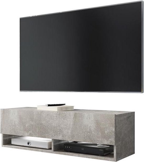 De volgende Rodeo Dialoog Hangend TV meubel TV dressoir Wander smal model grijs beton uitstraling |  bol.com
