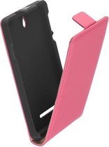 LELYCASE Premium Flip Case Lederen Cover Bescherm Hoesje Sony Xperia E Pink