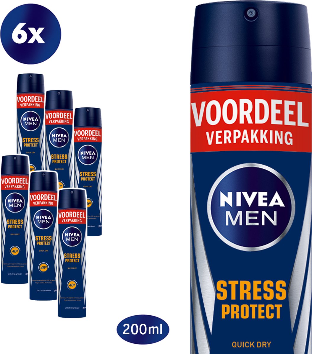 NIVEA MEN Stress Protect - 6 x 200ml - Voordeelverpakking - Deodorant Spray - NIVEA