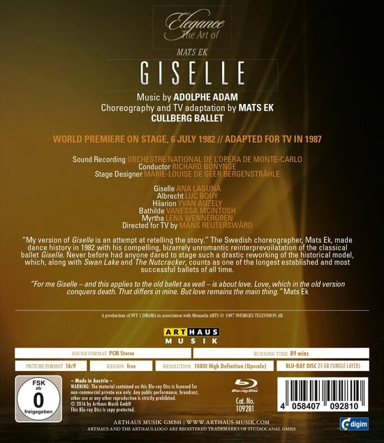 Elegance The Art Of Mats Ek Giselle, Orchestre National de L'Opéra de