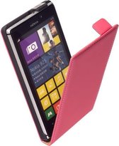 LELYCASE Lederen Flip Case Cover Hoesje Nokia Lumia 925 Roze
