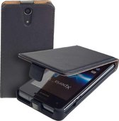 Lelycase Zwart Eco Leather Flip Case Sony Xperia V