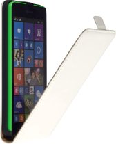 Lederen Wit Microsoft Lumia 535 Premium Flip Case Cover Hoesje
