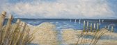 Schilderij - Handgeschilderd - strandtafereel 150x60cm