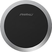 PWR4U Draadloze lader - fast charger - aluminium - zwart met aluminium rand - universeel voor USB-C en USB micro adapters