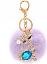Sleutelhanger Crystal Fox lila pluch