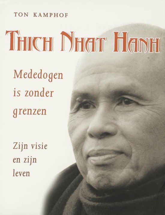 Voorzijde boek met portret van Thich Nhat Hanh en titel 'Mededogen is zonder grenzen'.