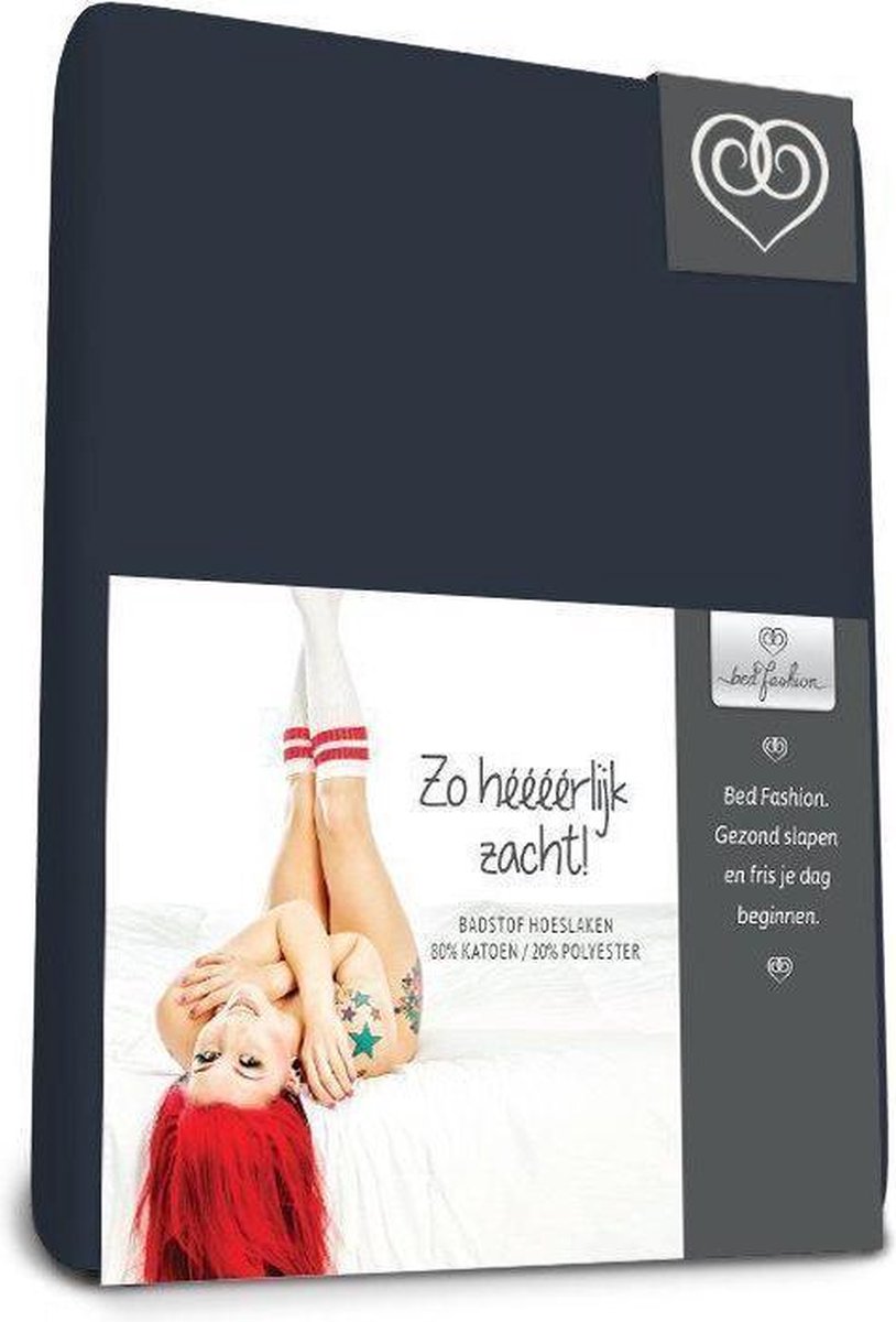 Badstof stretch hoeslaken Marine - 90 x 210 cm - Marine