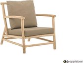 Applebee Rooty Lounge Stoel Met Taupe Kussen- Teak Lounge