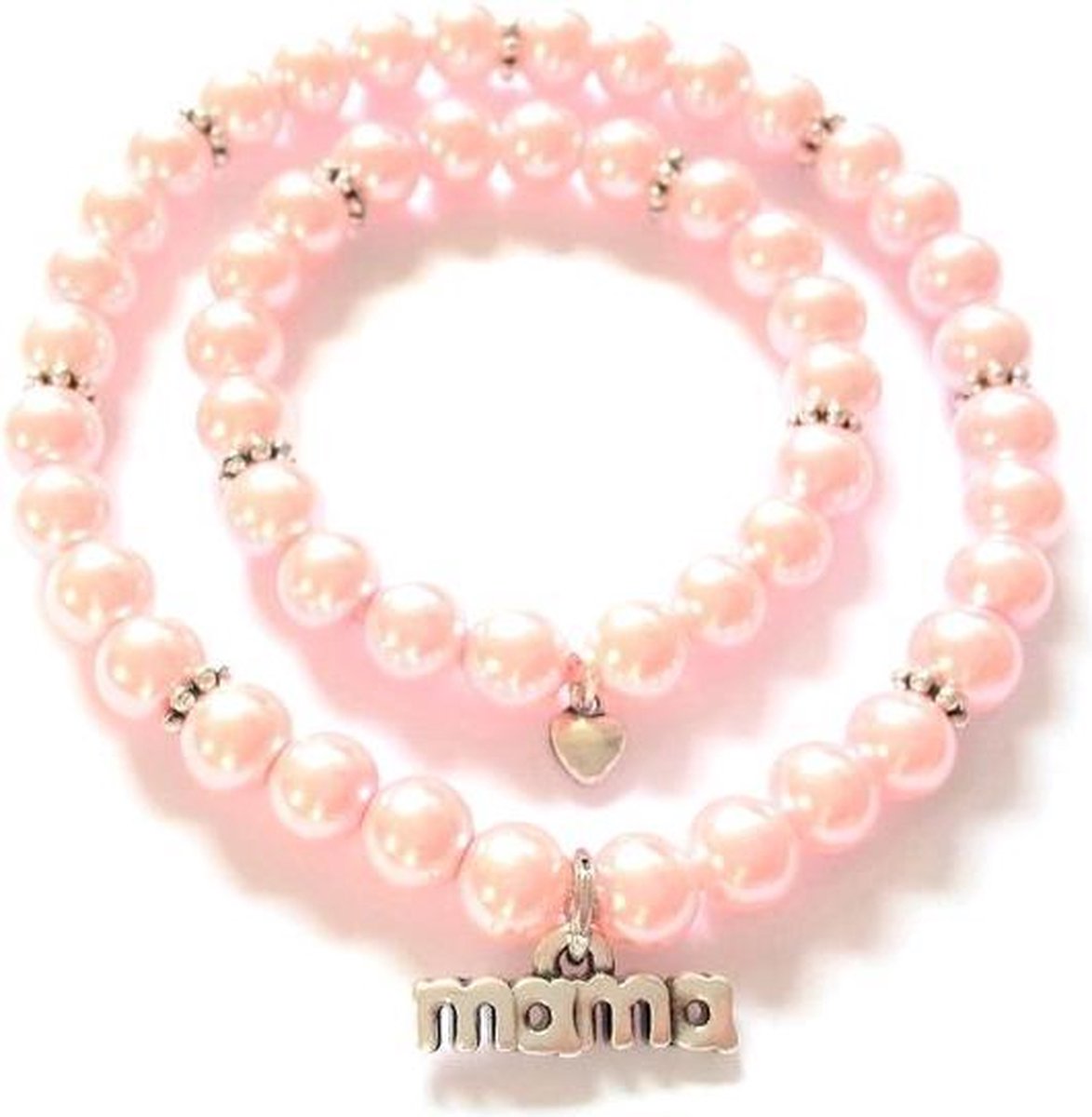Jewellicious Designs Pink Pearls Silver Mama & Baby Girl armbandenset