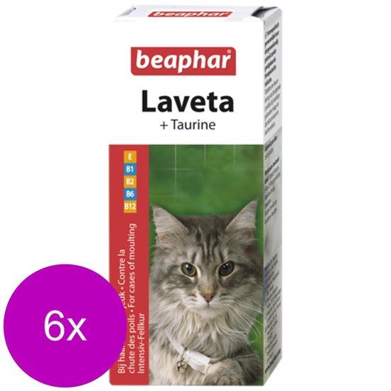 Beaphar Laveta Taurine Kat - Voedingssupplement - Huid - Vacht - 6 x 50 ml
