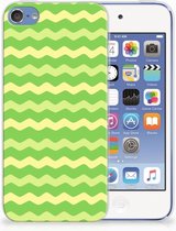 Geschikt voor iPod Touch 5 | 6 TPU Hoesje Design Waves Green