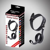 Power Escorts - Fetish Power - Kinky Collar - Halsband BDSM - BR94 - Collar with leash - Zwart - gave Cadeaubox