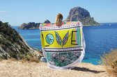 Mycha Ibiza – roundie – rond strandlaken – love – lime – 100% katoen – franje