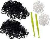 600 élastiques langoureux noirs avec crochets de tissage et S-clips pour un plaisir sans fin avec ces lanières langoureuses