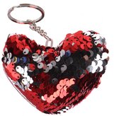 Kamparo Sleutelhanger Met Draai-pailletten Rood/zilver 8 Cm