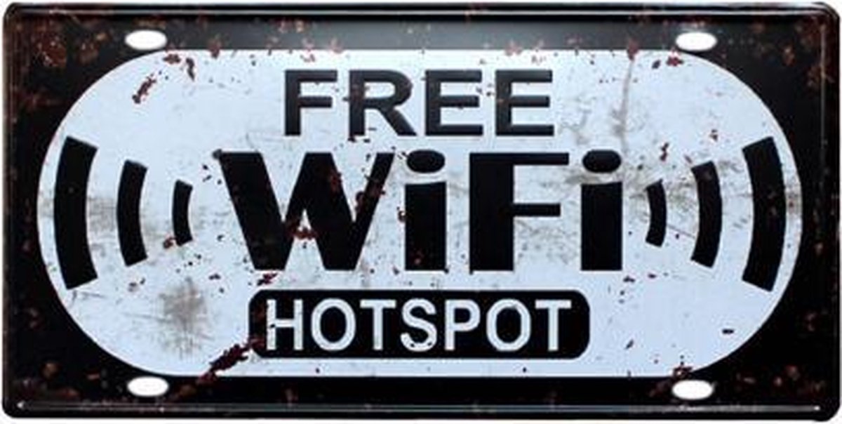 Free Wifi Sign - Gratis Wifi Bord - Horeca - Café - Wandbord - Metaal -  Quote - Ophangbord | bol.com