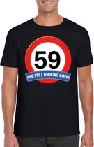 Verkeersbord 59 jaar t-shirt zwart heren L