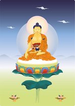 Spiritueel wandbord 'Boeddha Shakyamuni op Lotus'