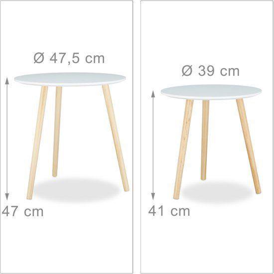 Relaxdays - Ensemble de 2 tables d'appoint - Blanc