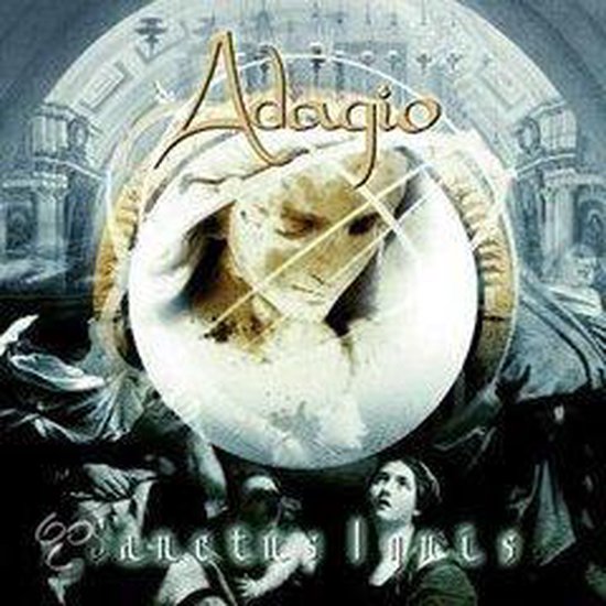 Pochette d'album intitulée 'Sanctus Ignis' et 'Adagio', représentant une sculpture classique et des personnages.