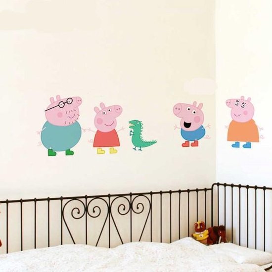 Misbruik hoogtepunt verklaren Mooie Muursticker Peppa Pig met familie – Babykamer / kinderkamer tekenfilm  big | bol.com