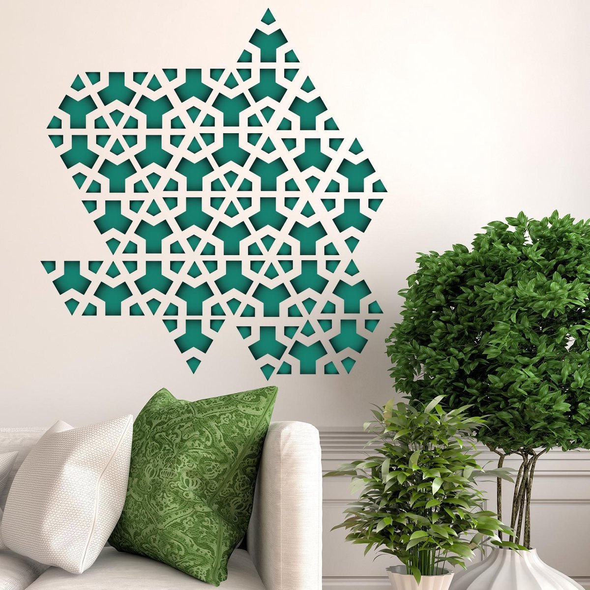 Walplus - Muursticker - Groene Driehoek Geometrisch Patroon - Patrol