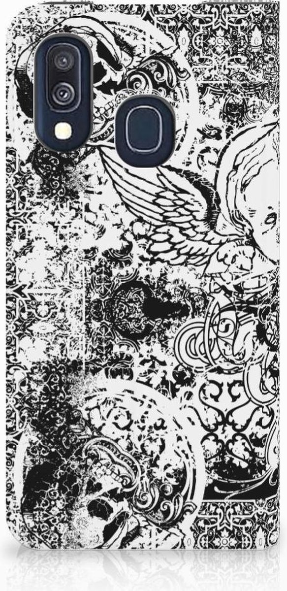 Mobiel BookCase Samsung Galaxy A40 Skulls Angel