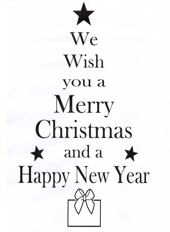 Muur/raamsticker - kerst - we wish you a Merry Christmas - zwart - 30x50 cm.
