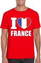 Rood I love Frankrijk fan shirt heren L