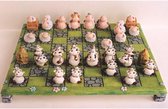 Paolo - Chiari - schaakspel - schaakbord - koeien - tegen - witte - schapen