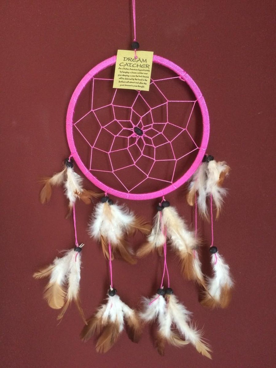 Zus & Zo Dromenvanger / Dreamcatcher Ø18cm zonder kleintjes - donkerroze