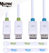 MutecPower "2 pak" 3 meter MINI DisplayPort (DP) naar DisplayPort (DP) kabel - mannelijk naar mannelijk  - Ultra HD 4k resolutie -WIT  met 2 kabel koppelingen