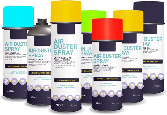 Airduster spray compressed gas - perslucht spuitbus - luchtspray-600ML - Platinet / Omega