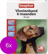 Beaphar Vlooienband 6 Mnd Hond 65 cm - Anti vlooienmiddel - 6 x Rood