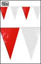12x PVC vlaggenlijn rood-wit 10 meter BRANDVEILIG