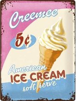 American Ice Cream  Metalen wandbord in reliëf 30 x 40 cm.