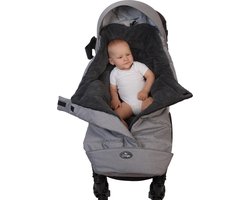 Bo Jungle - Voetenzak Buggy universeel - Waterbestendig - Windbestendig - Fleece voering - Winter - Met kap - Wasbaar - Anti-slip onderkant - Kinderwagen - Geschikt voor 5 puntsgordel - Thermo Foormuff Universal Licht Grijs